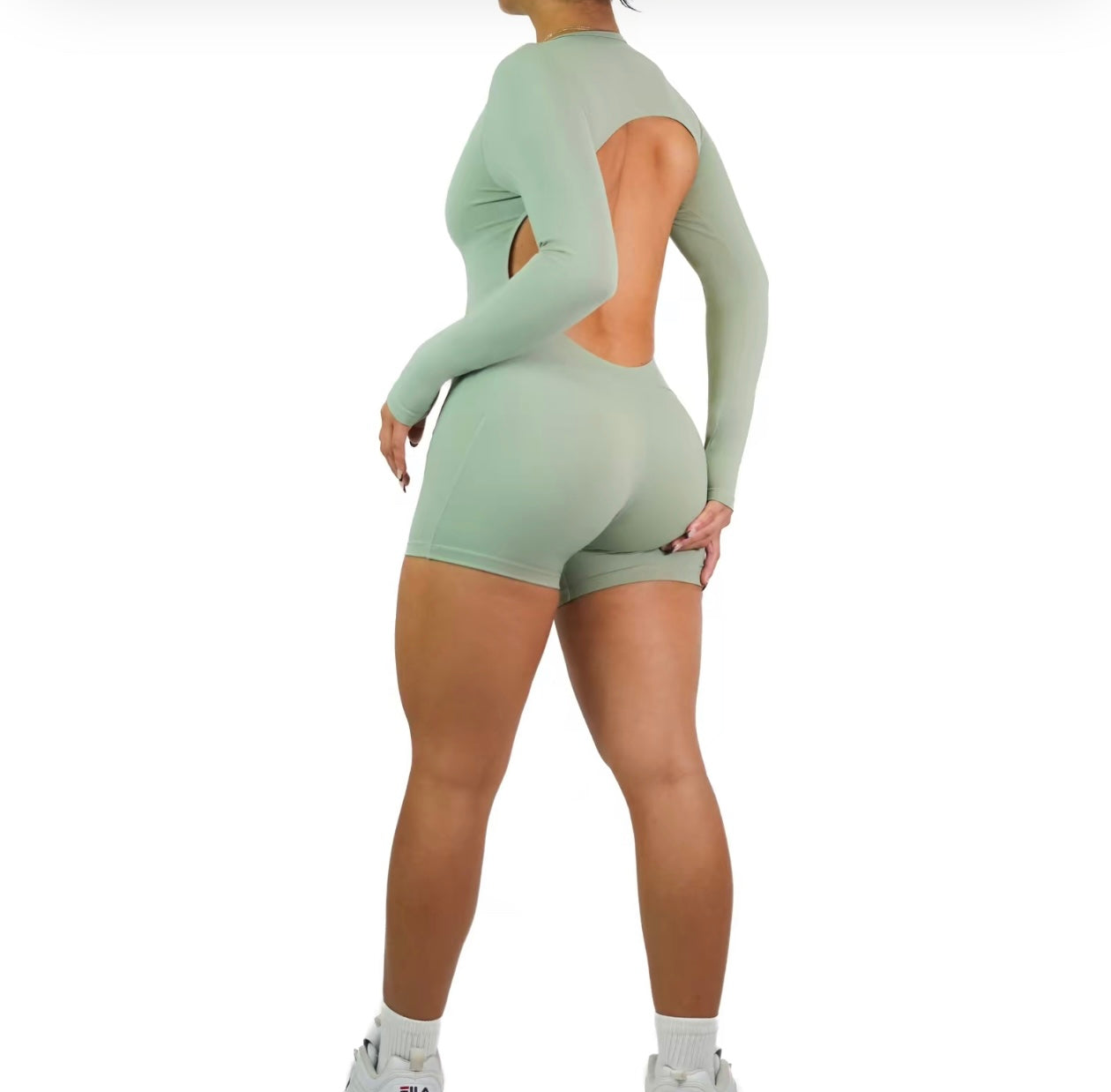 BACK IT UP : BACKLESS ROMPER SHORTS